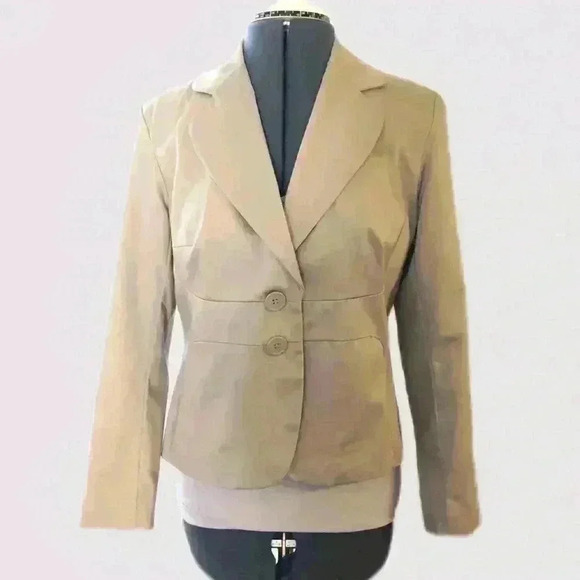 Worthington Khaki Beige Light Brown Career Blazer Jacket Women 8 Petite - Picture 1 of 10